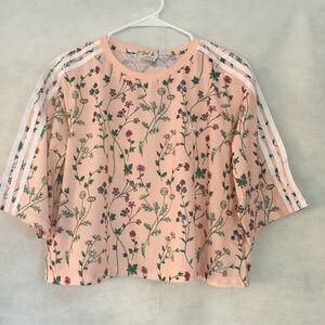 Womens Adidas Floral Short Sleeve Top